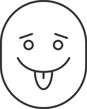 Yummy smiley with open eyes linear icon