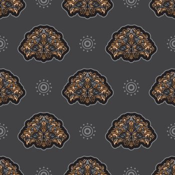 Colored Seamless pattern with Damask element. Good for backgrounds, prints, apparel and textiles. Vector