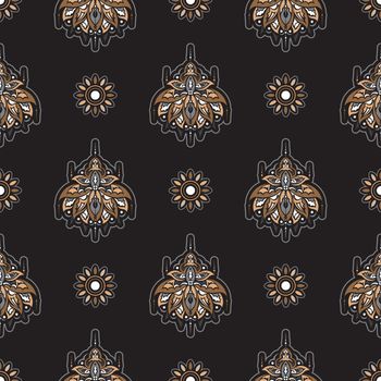 Dark lotus seamless pattern. Good for backgrounds, prints, apparel and textiles. Vector illustration.