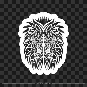 Lion print. Lion face in Mayan style. Good covers, fabrics, postcards and printing. Vector illustration.