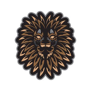 Lion print. Lion face in Maori style. Exclusive style. Vector