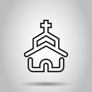 Church icon in flat style. Chapel vector illustration on isolated background. Religious building business concept.