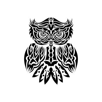 Owl from patterns of polynesia. Good for prints. Isolated on white background. Vector illustration.