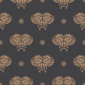 Seamless pattern with a tiger head in a simple style. Good for backgrounds and prints. Vector illustration.