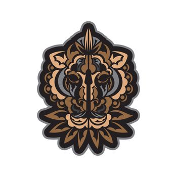Lion print. Polynesian-style lion face. Exclusive style. Vector