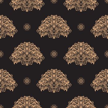 Seamless pattern with damask element. Good for backgrounds, prints, apparel and textiles. Vector illustration.