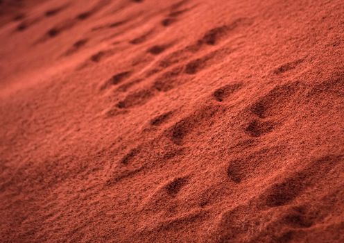 Many footprints on desert sand texture or beach sand background