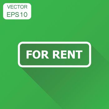 For rent seal stamp icon. Business concept rent pictogram. Vector illustration on green background with long shadow.