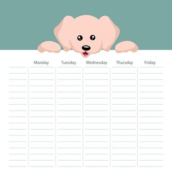 School timetable card with dog puppy theme background