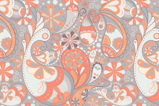 Pink paisley background, traditional pattern in feminine design vector