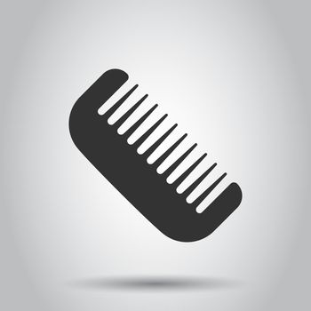 Hair brush icon in flat style. Comb accessory vector illustration on white background. Hairbrush business concept.