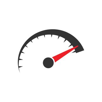 Speedometer level sign icon in flat style. Accelerate vector illustration on white isolated background. Motion tachometer business concept.
