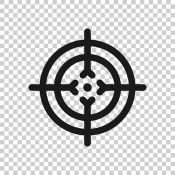 Shooting target vector icon in transparent style. Aim sniper symbol illustration on isolated background. Target aim business concept.
