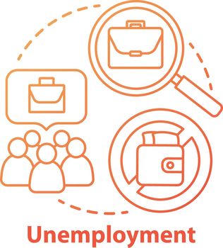 Unemployment concept icon. Poverty idea thin line illustration. Joblessness. Jobless and unemployed people. Economy social problem. Workers rights. Vector isolated outline drawing