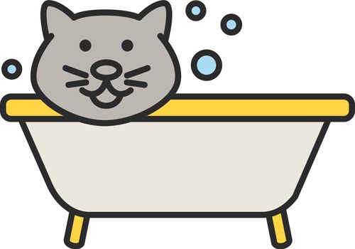 Bathing cat color icon