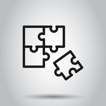Puzzle compatible icon in flat style. Jigsaw agreement vector illustration on isolated background. Cooperation solution business concept.
