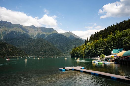 Beautiful scenic mountain lake Ritsa in Abkhazia