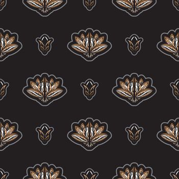 Seamless pattern with lotuses. Expensive and luxurious style. Good for mural wallpaper, fabric, postcards and printing. Vector