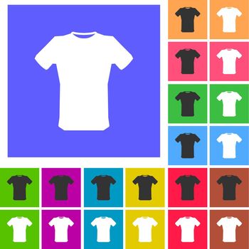 T-shirt sign icon. Clothes symbol. Rounded squares buttons. Flat design Vector
