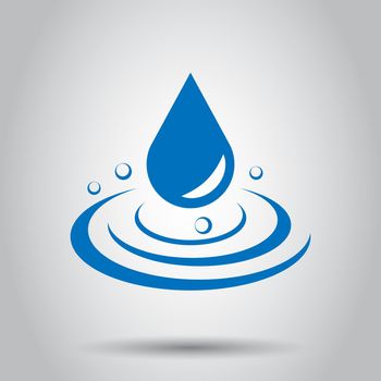 Water drop icon in flat style. Raindrop vector illustration on white background. Droplet water blob business concept.
