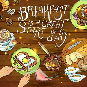 beautiful illustration breakfast