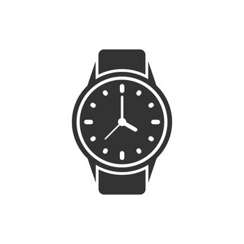 Wrist watch icon in flat style. Hand clock vector illustration on white isolated background. Time bracelet business concept.