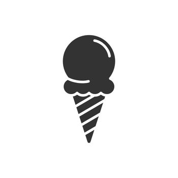 Ice cream icon in flat style. Sundae vector illustration on white isolated background. Sorbet dessert business concept.