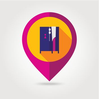 Cloakroom on the beach flat mapping pin icon