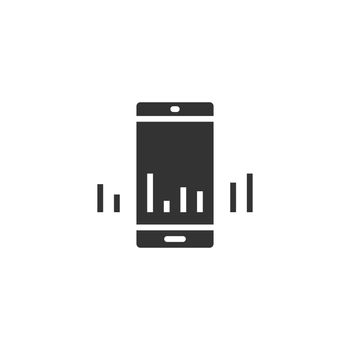 Phone diagram icon in flat style. Smartphone growth statistic vector illustration on white isolated background. Gadget analytics business concept.
