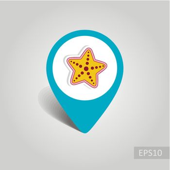 Starfish pin map icon. Summer. Vacation