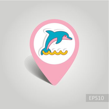 Dolphin pin map icon. Summer. Vacation