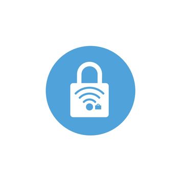 Lock icon. Padlock sign. WiFi. Protected wi-fi. Vector illustration. Flat design. White on blue background.
