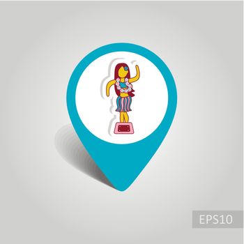 Hula Dancer Statuette pin map icon. Vacation