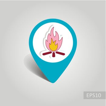 Bonfire pin map icon. Summer. Vacation