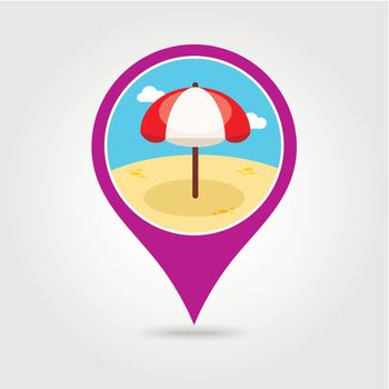 Beach Parasol pin map icon. Summer. Vacation