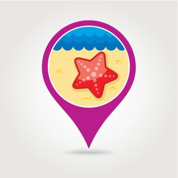 Starfish pin map icon. Summer. Vacation