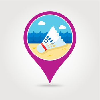 Shuttlecock badminton sport pin map icon. Vacation
