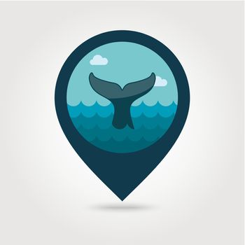 Whale tail pin map icon. Summer. Vacation