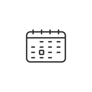 Calendar icon in flat style. Agenda vector illustration on white isolated background. Schedule planner business concept.