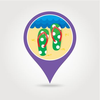 Flip Flops pin map icon. Summer. Vacation