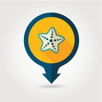 Starfish pin map flat icon. Summer. Vacation