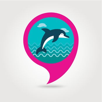 Dolphin pin map icon. Summer. Vacation