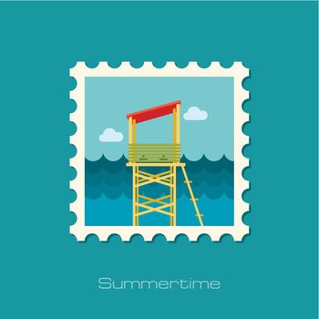 Lifeguard tower flat stamp
