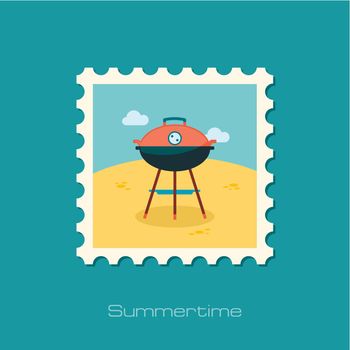 Barbecue grill stamp. Summer. Holiday