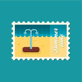 Summer beach pool shower flat stamp