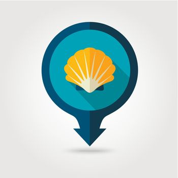Seashell pin map flat icon. Summer. Vacation