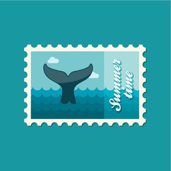 Whale tail stamp. Summer. Vacation