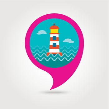 Lighthouse pin map icon. Summer. Marine