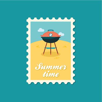 Barbecue grill stamp. Summer. Holiday