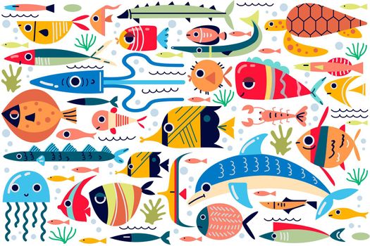 Fish doodle set